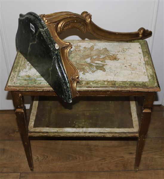 A 1960s Italian console table, W.54cm and a two tier table